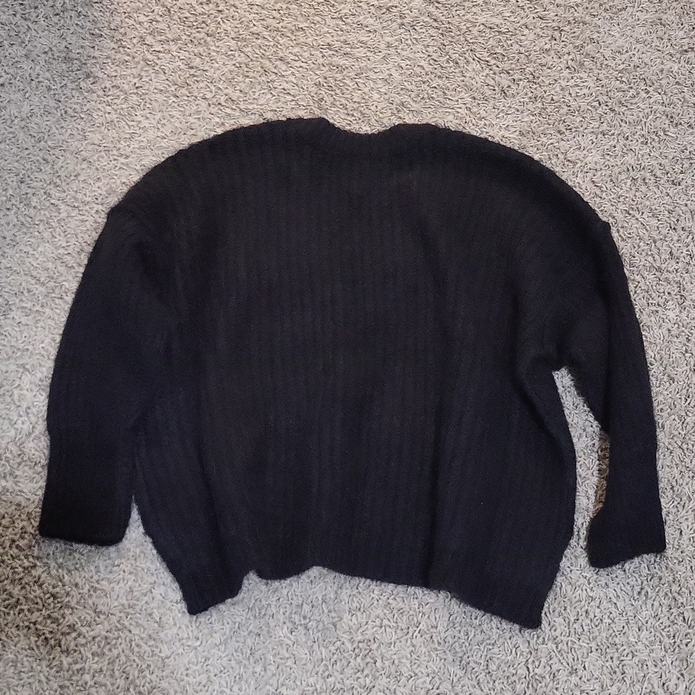NWT Free People Black Crewneck Sweater Women's Size Small Oversized - Picture 8 of 8